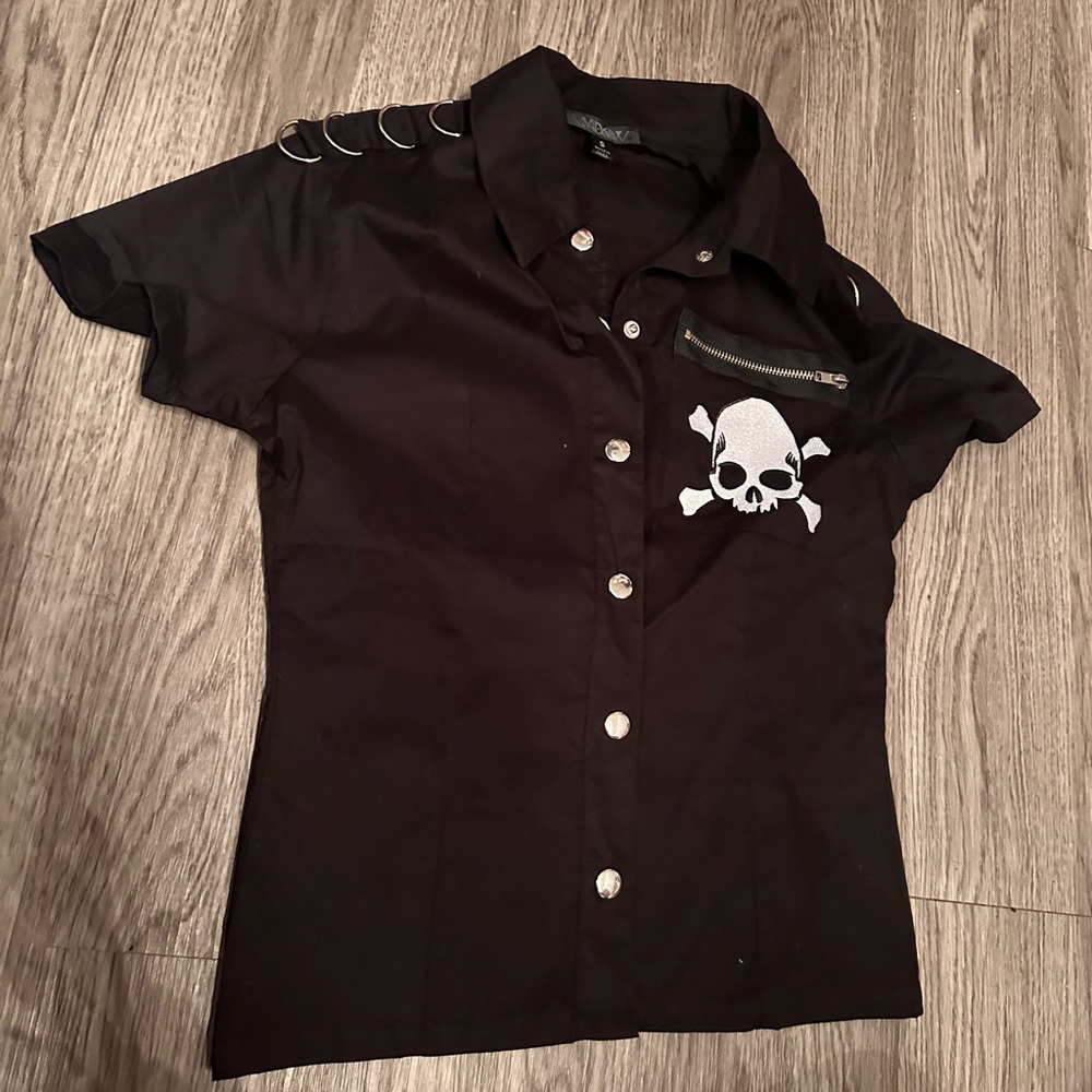 Dolls Kill Widow Skull Button Up